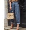 imageEVALESS Womens Baggy Jeans High Waisted Stretchy Boyfriend Barrel Denim Ankle PantsBlue