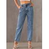 imageEVALESS Womens Baggy Jeans High Waisted Stretchy Boyfriend Barrel Denim Ankle PantsBlue