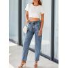 imageEVALESS Womens Baggy Jeans High Waisted Stretchy Boyfriend Barrel Denim Ankle PantsBlue