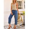 imageEVALESS Womens Baggy Jeans High Waisted Stretchy Boyfriend Barrel Denim Ankle PantsDark Blue