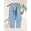 imageEVALESS Womens Baggy Jeans High Waisted Stretchy Boyfriend Barrel Denim Ankle PantsMyosotis