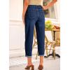 imageEVALESS Womens Baggy Jeans High Waisted Stretchy Boyfriend Barrel Denim Ankle PantsNavy Blue