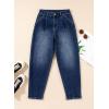 imageEVALESS Womens Baggy Jeans High Waisted Stretchy Boyfriend Barrel Denim Ankle PantsNavy Blue