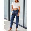 imageEVALESS Womens Baggy Jeans High Waisted Stretchy Boyfriend Barrel Denim Ankle PantsSail Blue