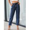 imageEVALESS Womens Baggy Jeans High Waisted Stretchy Boyfriend Barrel Denim Ankle PantsSail Blue