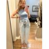 imageEVALESS Womens Baggy Jeans High Waisted Stretchy Boyfriend Barrel Denim Ankle PantsSky Blue
