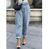 imageEVALESS Womens Baggy Jeans High Waisted Stretchy Boyfriend Barrel Denim Ankle PantsSky Blue