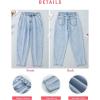 imageEVALESS Womens Baggy Jeans High Waisted Stretchy Boyfriend Barrel Denim Ankle PantsSky Blue