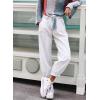 imageEVALESS Womens Baggy Jeans High Waisted Stretchy Boyfriend Barrel Denim Ankle PantsWhite
