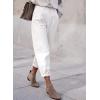 imageEVALESS Womens Baggy Jeans High Waisted Stretchy Boyfriend Barrel Denim Ankle PantsWhite