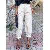 imageEVALESS Womens Baggy Jeans High Waisted Stretchy Boyfriend Barrel Denim Ankle PantsWhite