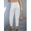 imageEVALESS Womens Baggy Jeans High Waisted Stretchy Boyfriend Barrel Denim Ankle PantsWhite