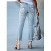 imageEVALESS Womens Jeans Mid Waisted Stretchy Ripped Distressed Tummy Control Straight Ankle Jean for Women Trendy 2025Beau Blue