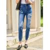 imageEVALESS Womens Jeans Mid Waisted Stretchy Ripped Distressed Tummy Control Straight Ankle Jean for Women Trendy 2025Blue
