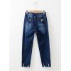 imageEVALESS Womens Jeans Mid Waisted Stretchy Ripped Distressed Tummy Control Straight Ankle Jean for Women Trendy 2025Navy Blue