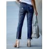 imageEVALESS Womens Jeans Mid Waisted Stretchy Ripped Distressed Tummy Control Straight Ankle Jean for Women Trendy 2025Navy Blue
