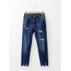 imageEVALESS Womens Jeans Mid Waisted Stretchy Ripped Distressed Tummy Control Straight Ankle Jean for Women Trendy 2025Navy Blue