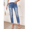 imageEVALESS Womens Jeans Mid Waisted Stretchy Ripped Distressed Tummy Control Straight Ankle Jean for Women Trendy 2025Sky Blue