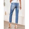 imageEVALESS Womens Jeans Mid Waisted Stretchy Ripped Distressed Tummy Control Straight Ankle Jean for Women Trendy 2025Sky Blue