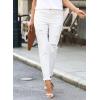 imageEVALESS Womens Jeans Mid Waisted Stretchy Ripped Distressed Tummy Control Straight Ankle Jean for Women Trendy 2025White