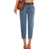 imageEVALESS Womens Baggy Jeans High Waisted Stretchy Boyfriend Barrel Denim Ankle PantsAshleigh Blue