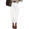 imageEVALESS Womens Baggy Jeans High Waisted Stretchy Boyfriend Barrel Denim Ankle PantsWhite