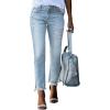 imageEVALESS Womens Jeans Mid Waisted Stretchy Ripped Distressed Tummy Control Straight Ankle Jean for Women Trendy 2025Beau Blue