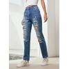 imageEVALESS Ripped Jeans for Women Plaid Patch Boyfriend Skinny Distressed Denim Jean Pants00 Sky Blue
