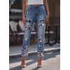 imageEVALESS Ripped Jeans for Women Plaid Patch Boyfriend Skinny Distressed Denim Jean Pants01 Sky Blue