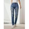 imageEVALESS Ripped Jeans for Women Plaid Patch Boyfriend Skinny Distressed Denim Jean Pants03 Sky Blue