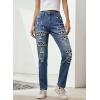 imageEVALESS Ripped Jeans for Women Plaid Patch Boyfriend Skinny Distressed Denim Jean Pants03 Sky Blue