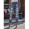 imageEVALESS Ripped Jeans for Women Plaid Patch Boyfriend Skinny Distressed Denim Jean Pants04 Sky Blue