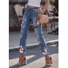 imageEVALESS Ripped Jeans for Women Plaid Patch Boyfriend Skinny Distressed Denim Jean Pants06 Sky Blue
