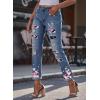 imageEVALESS Ripped Jeans for Women Plaid Patch Boyfriend Skinny Distressed Denim Jean Pants06 Sky Blue