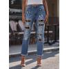 imageEVALESS Ripped Jeans for Women Plaid Patch Boyfriend Skinny Distressed Denim Jean Pants12 Halloween Sky Blue