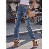 imageEVALESS Ripped Jeans for Women Plaid Patch Boyfriend Skinny Distressed Denim Jean Pants12 Halloween Sky Blue