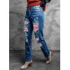 imageEVALESS Ripped Jeans for Women Plaid Patch Boyfriend Skinny Distressed Denim Jean Pants9a Sky Blue