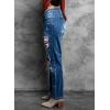imageEVALESS Ripped Jeans for Women Plaid Patch Boyfriend Skinny Distressed Denim Jean Pants9a Sky Blue