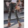 imageEVALESS Ripped Jeans for Women Plaid Patch Boyfriend Skinny Distressed Denim Jean PantsC93 Gray