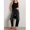 imageEVALESS Womens Baggy Barrel Jeans High Waisted Wide Leg Boyfriend Denim Ankle PantsBlack