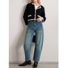 imageEVALESS Womens Baggy Barrel Jeans High Waisted Wide Leg Boyfriend Denim Ankle PantsDusk Blue