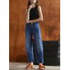 imageEVALESS Womens Baggy Barrel Jeans High Waisted Wide Leg Boyfriend Denim Ankle PantsNavy Blue