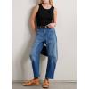 imageEVALESS Womens Baggy Barrel Jeans High Waisted Wide Leg Boyfriend Denim Ankle PantsNavy Blue