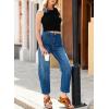 imageEVALESS Womens Baggy Barrel Jeans High Waisted Wide Leg Boyfriend Denim Ankle PantsNavy Blue