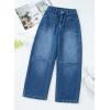 imageEVALESS Womens Baggy Barrel Jeans High Waisted Wide Leg Boyfriend Denim Ankle PantsNavy Blue