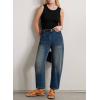 imageEVALESS Womens Baggy Barrel Jeans High Waisted Wide Leg Boyfriend Denim Ankle PantsSail Blue