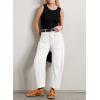 imageEVALESS Womens Baggy Barrel Jeans High Waisted Wide Leg Boyfriend Denim Ankle PantsWhite