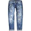 imageEVALESS Ripped Jeans for Women Plaid Patch Boyfriend Skinny Distressed Denim Jean Pants05 Sky Blue