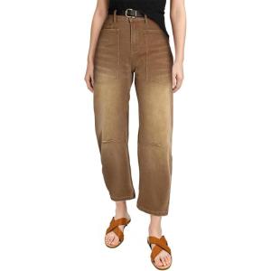 imageEVALESS Womens Baggy Barrel Jeans High Waisted Wide Leg Boyfriend Denim Ankle PantsChestnut