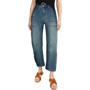 imageEVALESS Womens Baggy Barrel Jeans High Waisted Wide Leg Boyfriend Denim Ankle PantsDusk Blue